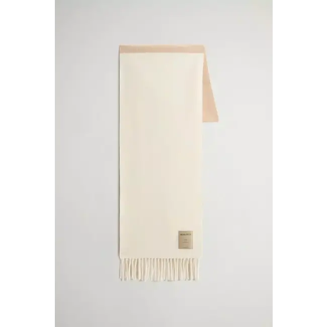 WOOLRICH COLOR BLOCK WOOL SCARF OXFORD TAN