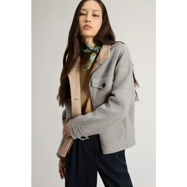 WOOLRICH DOUBLE WOOL JACKET LIGHT GREY MEL.