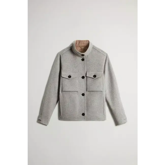 WOOLRICH DOUBLE WOOL JACKET LIGHT GREY MEL.