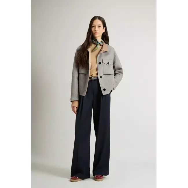 WOOLRICH DOUBLE WOOL JACKET LIGHT GREY MEL.