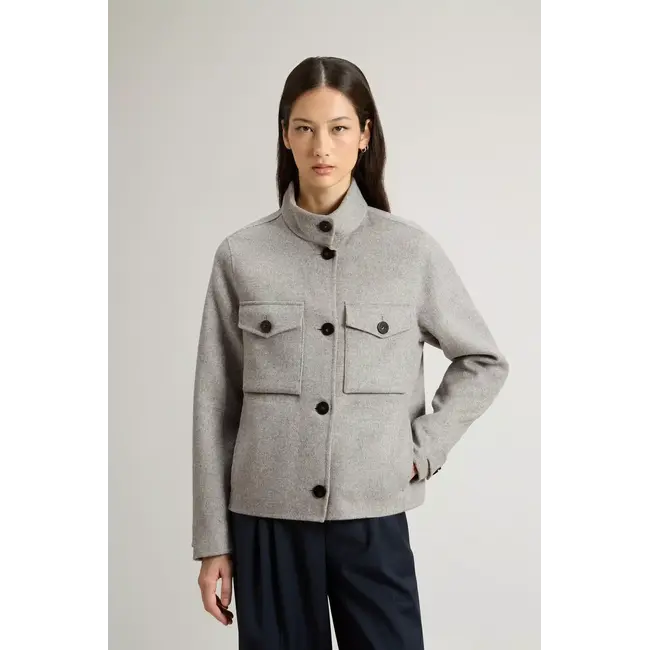 WOOLRICH DOUBLE WOOL JACKET LIGHT GREY MEL.