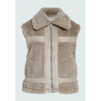 Minus MSALDA FAUX FUR VEST SAND GREY