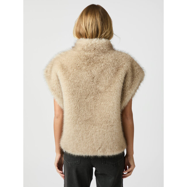 Neo Noir KEVINI FAUX FUR VEST BEIGE