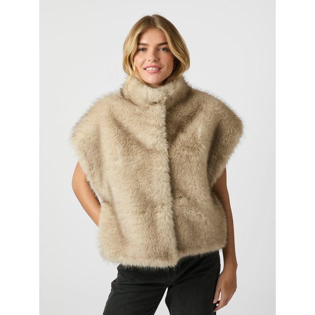 Neo Noir KEVINI FAUX FUR VEST BEIGE