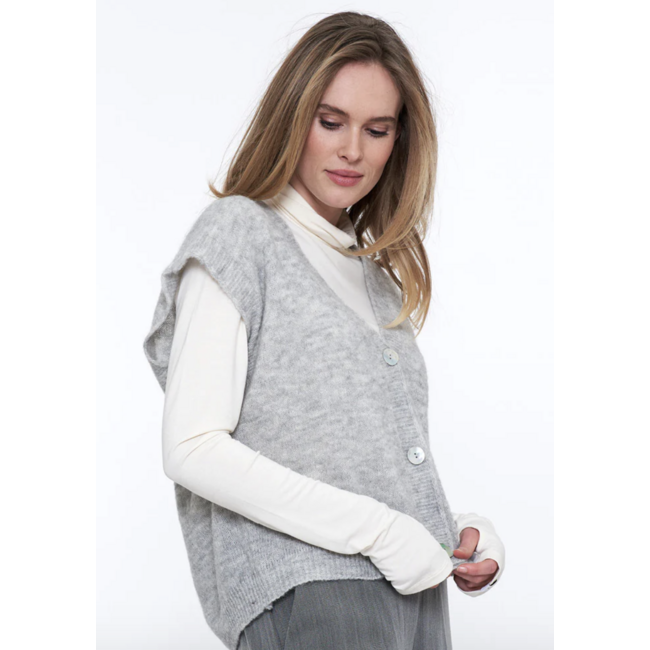 SIMPLE THE BRAND SEPPA KNIT-CARDIGAN GREY MEL.