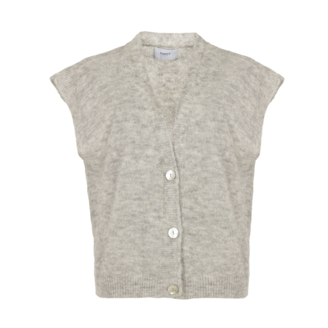 SIMPLE THE BRAND SEPPA KNIT-CARDIGAN GREY MEL.