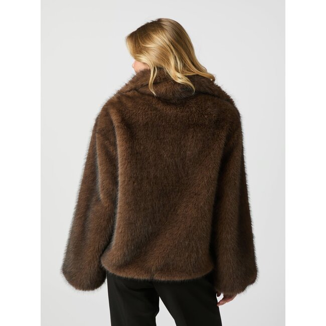 Neo Noir STEPHANIE FAUX FUR JACKET BROWN
