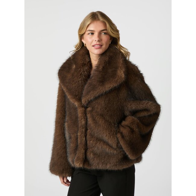 Neo Noir STEPHANIE FAUX FUR JACKET BROWN