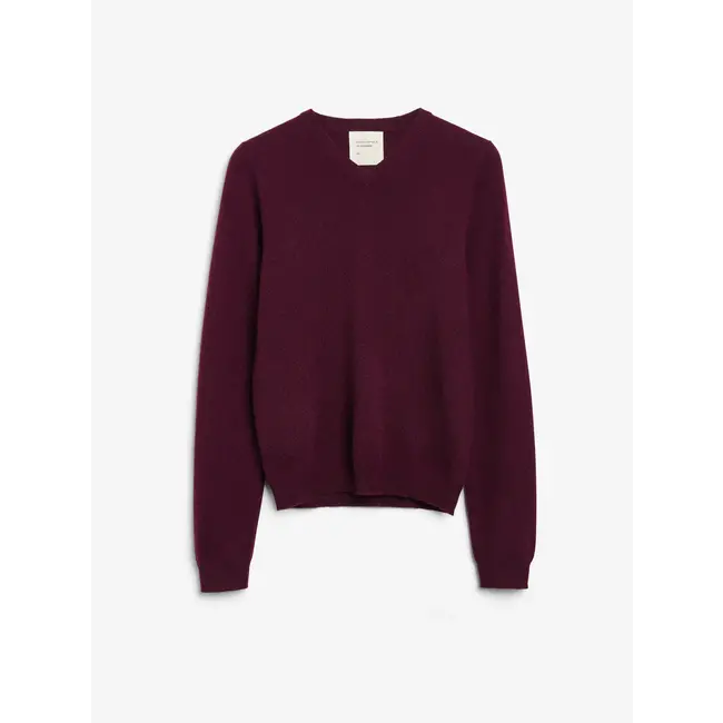 PEOPLE'S REPUBLIC OF CASHMERE WOMEN'S FITTED 90'S V-NECK BORDEAUX