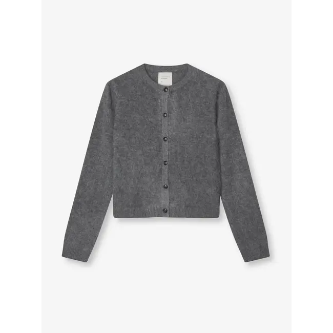 PEOPLE'S REPUBLIC OF CASHMERE WOMEN'S BRUSHED O-CARD. HEATHER GREY