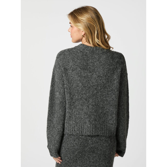 Neo Noir TAURA FLUFFY KNIT CARDIGAN ANTRACIT