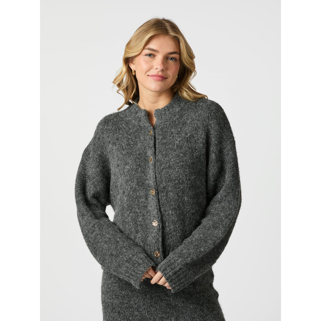 Neo Noir TAURA FLUFFY KNIT CARDIGAN ANTRACIT