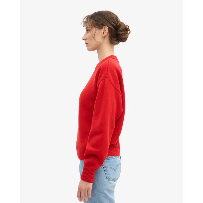 Colorful Standard OVERSIZED MERINO WOOL CREW RED TANGERINE