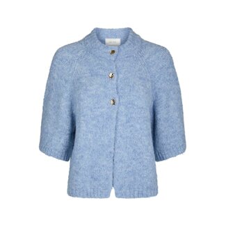 Neo Noir BENUTA FLUFFY KNIT CARDIGAN DUSTY BLUE