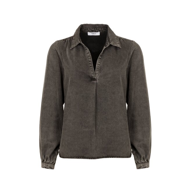 SIMPLE THE BRAND DUBI BLOUSE WASHED BLACK