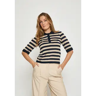 Minus MSALICE KNIT T-SHIRT BLACK IRIS STRIPE