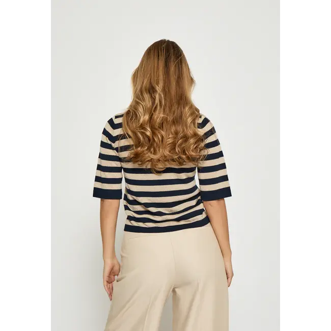 Minus MSALICE KNIT T-SHIRT BLACK IRIS STRIPE