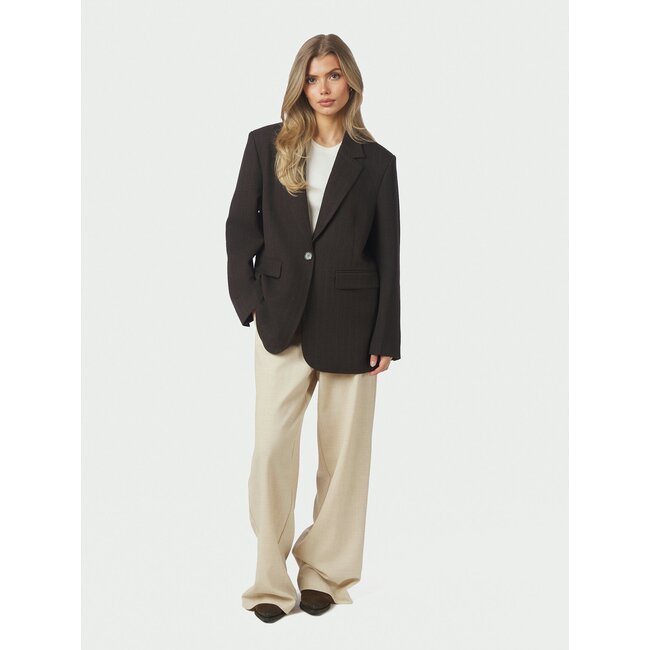 Neo Noir GABY PINSTRIPE BLAZER DARK BROWN