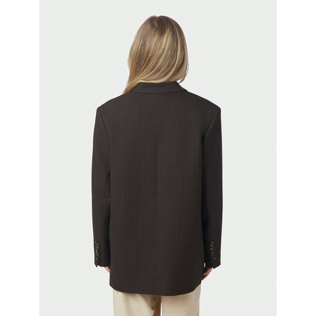 Neo Noir GABY PINSTRIPE BLAZER DARK BROWN