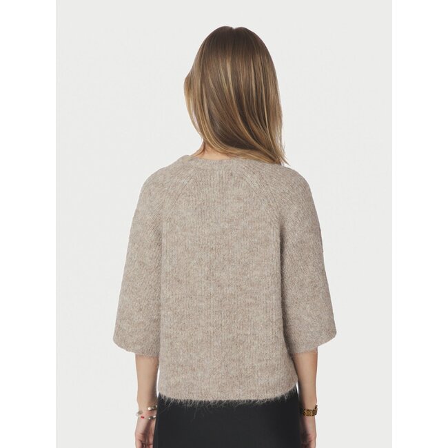 Neo Noir AMAYA FLUFFY KNIT CARDIGAN BEIGE MELANGE