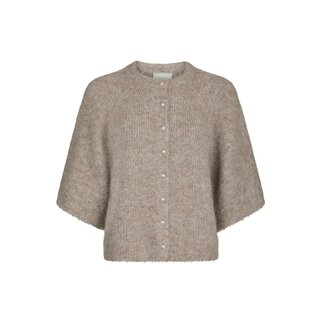 Neo Noir AMAYA FLUFFY KNIT CARDIGAN BEIGE MELANGE