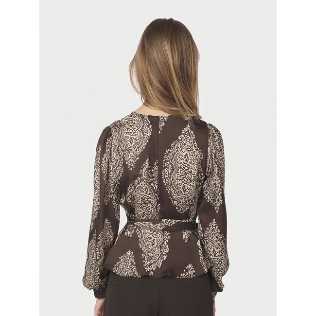 Neo Noir RISTA PAISLEY DROP BLOUSE DARK BROWN