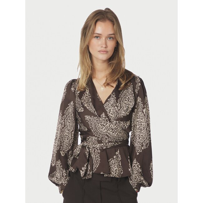 Neo Noir RISTA PAISLEY DROP BLOUSE DARK BROWN