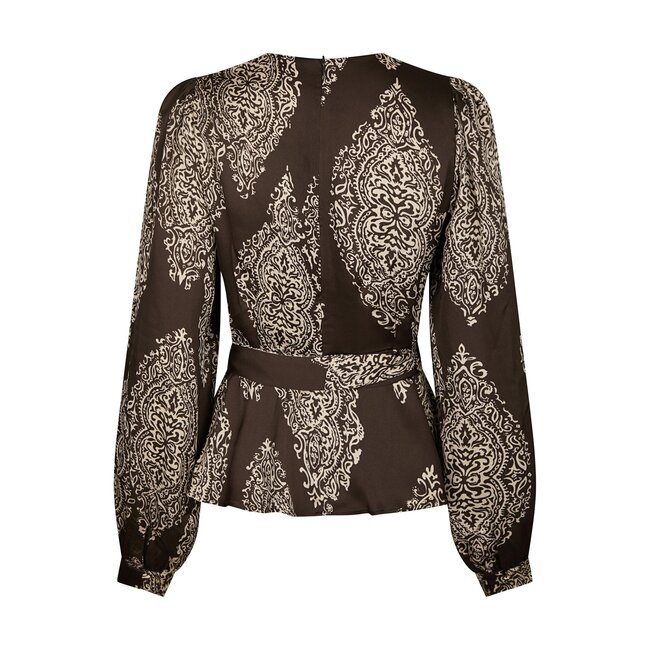 Neo Noir RISTA PAISLEY DROP BLOUSE DARK BROWN