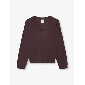PEOPLE'S REPUBLIC OF CASHMERE WOMENS' OVERSIZED V-NECK DARK BROWN