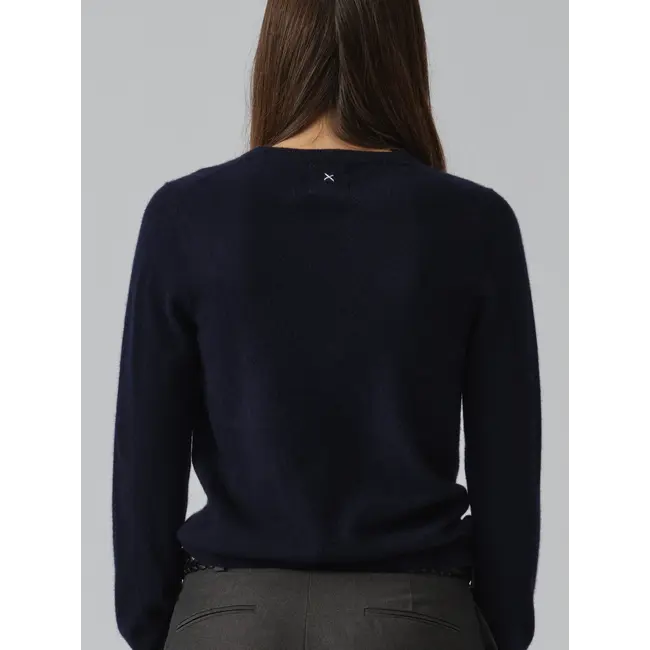 PEOPLE'S REPUBLIC OF CASHMERE WOMEN'S FITTED 90's V-NECK NAVY BLUE