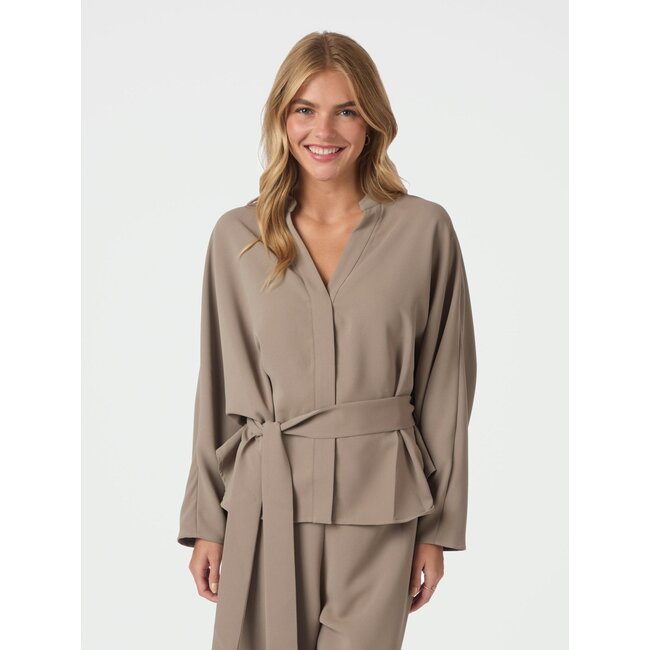 Neo Noir ELLERY CREPE BLOUSE TAUPE