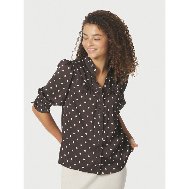 Neo Noir DIANA DOT BLOUSE DARK BROWN BLOUSE
