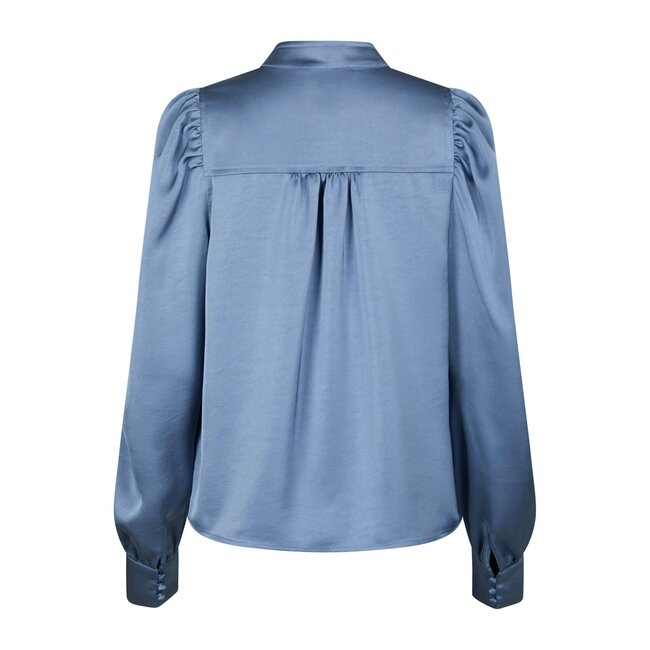 Neo Noir ROSSLYN HEAVY SATEEN BLOUSE SMOKE BLUE