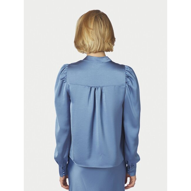 Neo Noir ROSSLYN HEAVY SATEEN BLOUSE SMOKE BLUE
