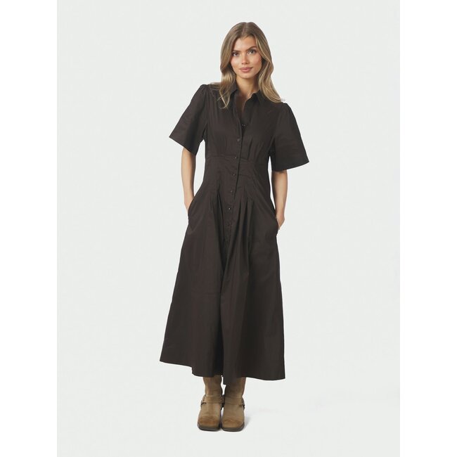 Neo Noir BAIA POPLIN DRESS CHOCOLATE BROWN