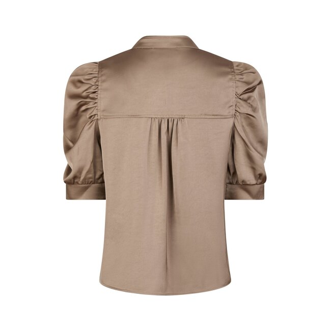 Neo Noir ROELLA HEAVY SATEEN BLOUSE DARK TAUPE