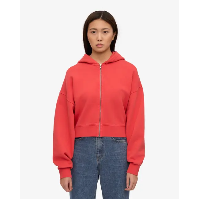 Colorful Standard ORGANIC CROP ZIP HOOD RED TANGERINE