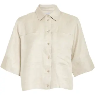 Minus JUNO CROPPED LINEN SHIRT NOMAD SAND MEL.