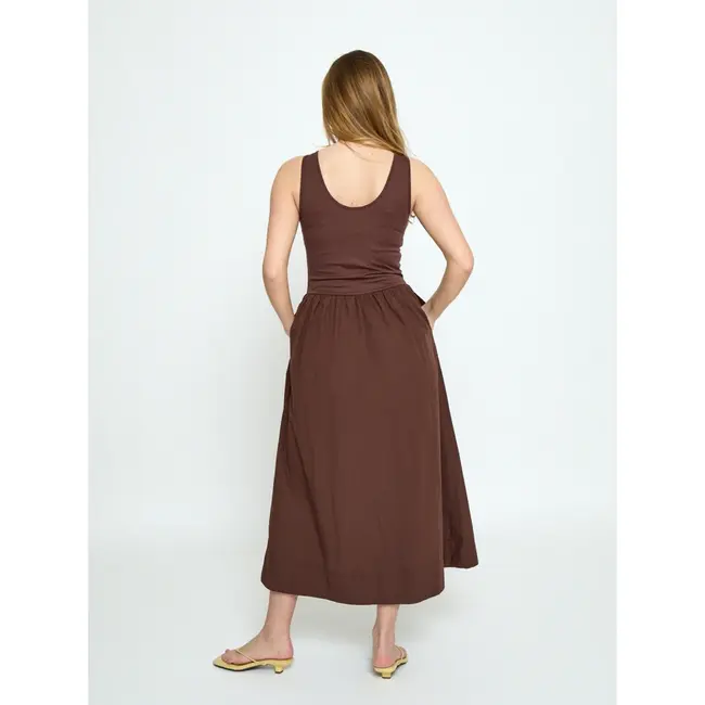 Minus MARIE MIDI DRESS CHESTNUT