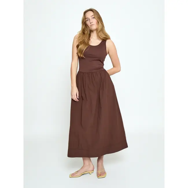 Minus MARIE MIDI DRESS CHESTNUT