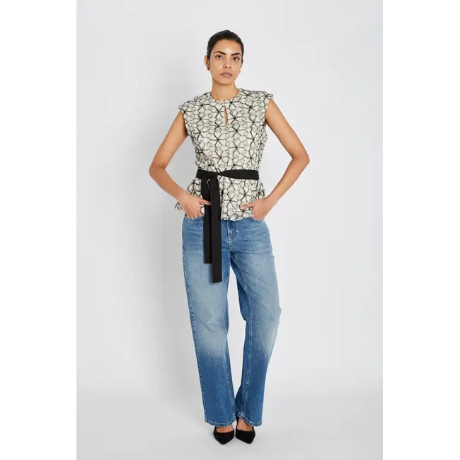 Bruuns Bazaar ORIIA BLOUSES CREAM/BLACK