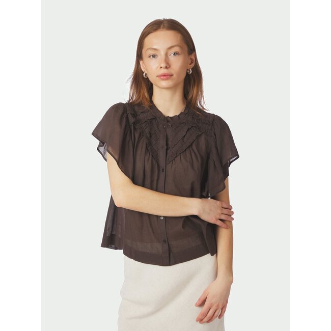 Neo Noir VINSA S VOILE TOP DARK BROWN