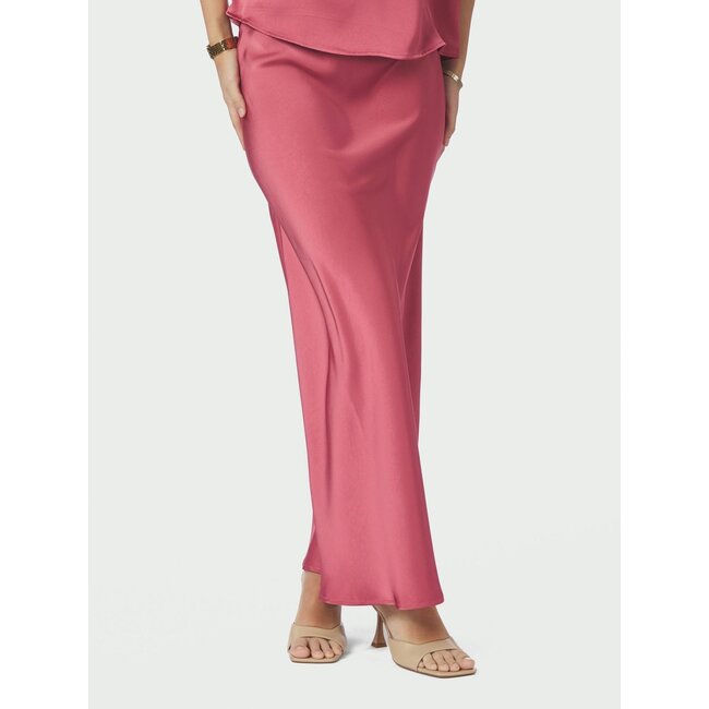 Neo Noir VICKY HEAVY SATEEN SKIRT CHERRY PINK