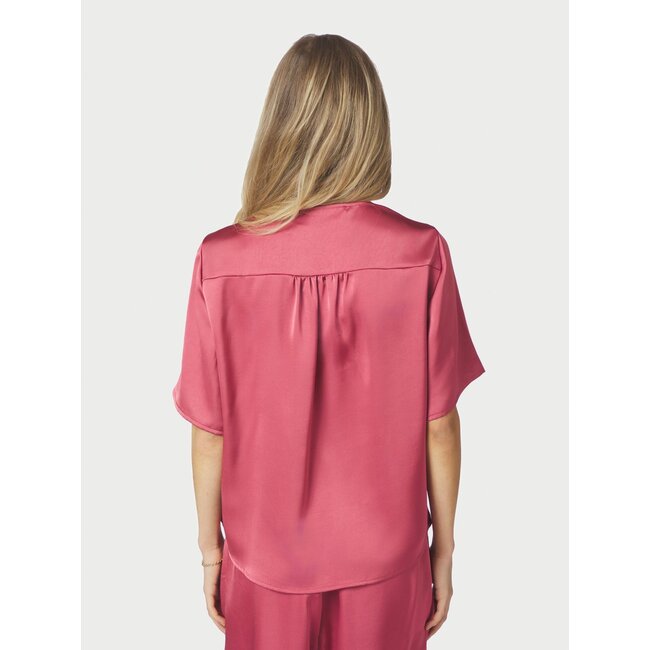Neo Noir CASADIA HEAVY SATEEN BLOUSE CHERRY PINK