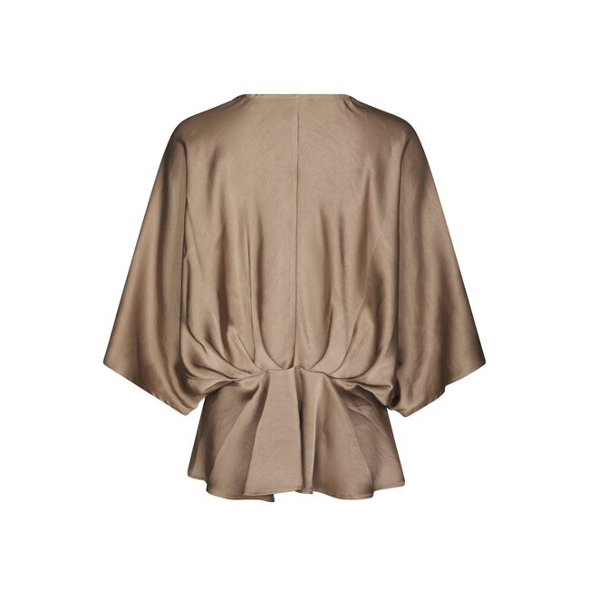 Neo Noir RIVINA HEAVY SATEEN BLOUSE DARK TAUPE