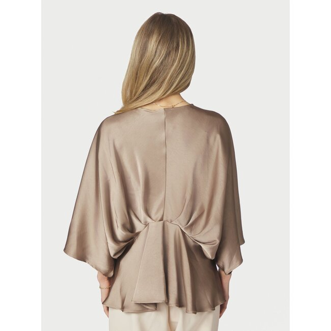 Neo Noir RIVINA HEAVY SATEEN BLOUSE DARK TAUPE