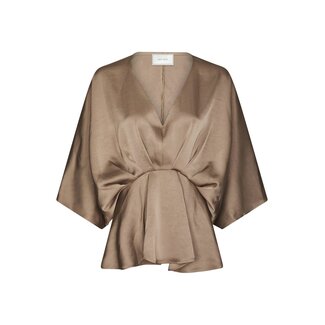 Neo Noir RIVINA HEAVY SATEEN BLOUSE DARK TAUPE
