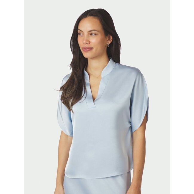 Neo Noir ANELLE HEAVY SATEEN BLOUSE LIGHT BLUE
