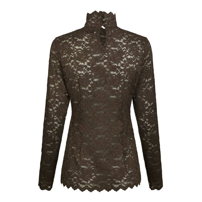 Neo Noir LIZA LACEFLOWER BLOUSE CHOCOLATE BROWN