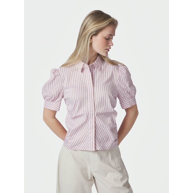 Neo Noir FRANNIE STRUCTURE STRIPE SHIRT LIGHT PINK